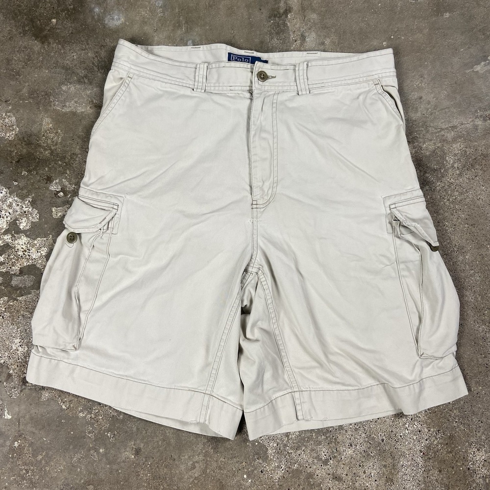 Polo Ralph Lauren Cargo Shorts Size 34 Beige Chino Casual Fit Utility Outdoor